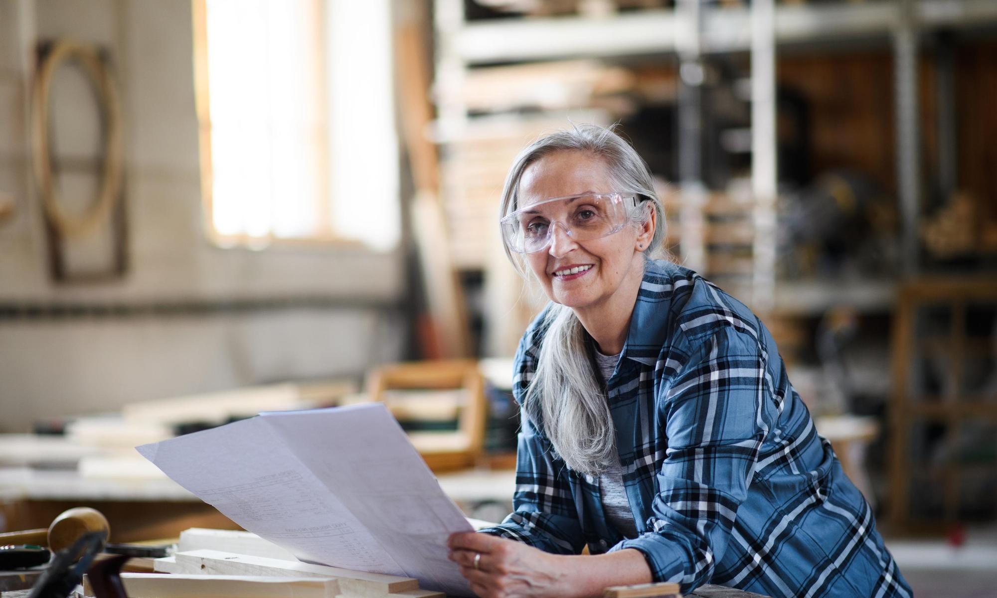 Carpenter planning her work